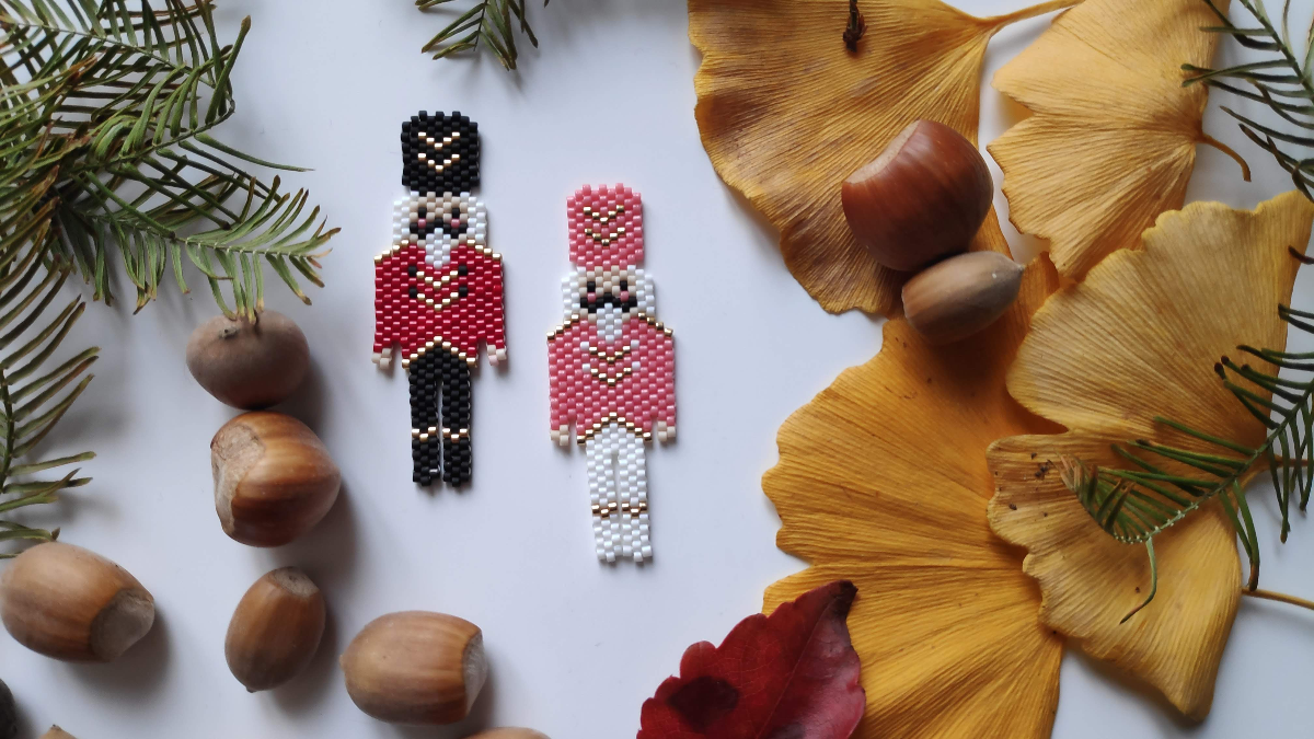 DIY tejer Navidad patrón de punto de ladrillo Nutcracker cuentas Miyuki Delicas DIY tejer Navidad patrón de punto de ladrillo Nutcracker cuentas Miyuki Delicas