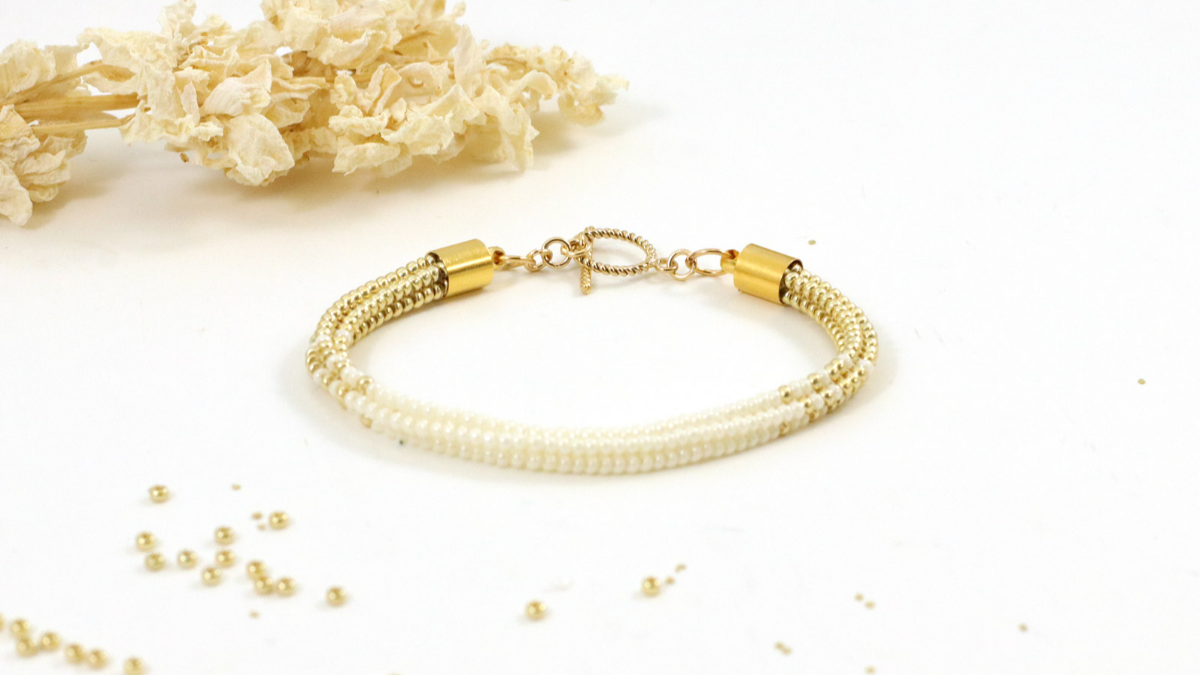 Esquema Pulsera de tejido tubular en espiga Miyuki en cuentas de semillas Miyuki efecto gradiente