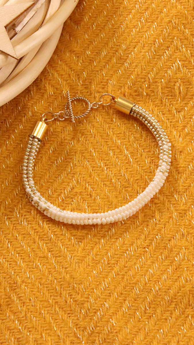 Esquema Pulsera de tejido tubular en espiga Miyuki en cuentas de semillas Miyuki efecto gradiente