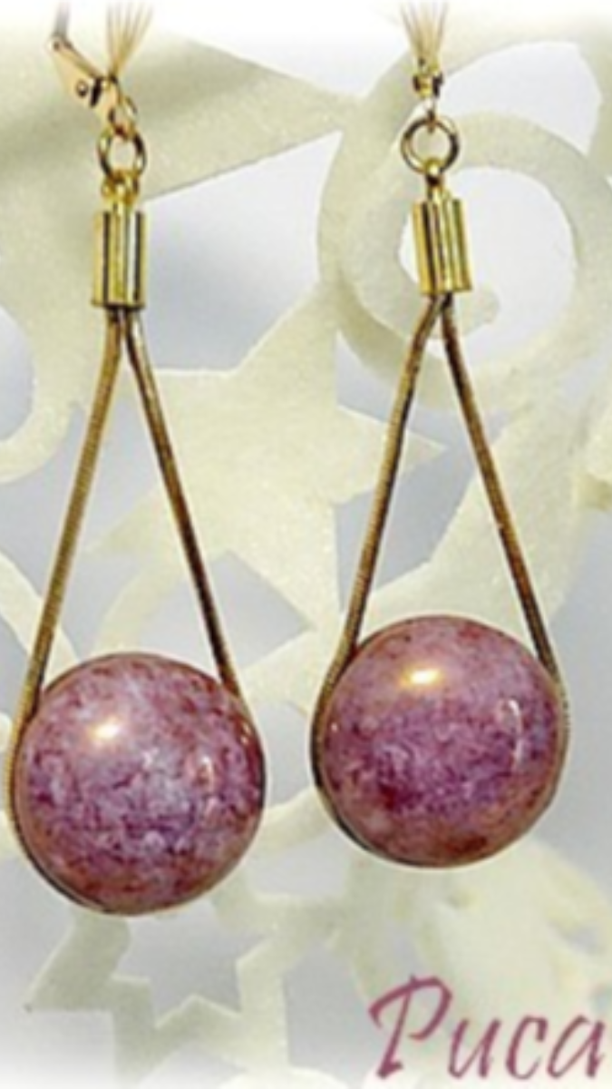 Esquema Pendientes de colgante Lya con cabujón de Puca