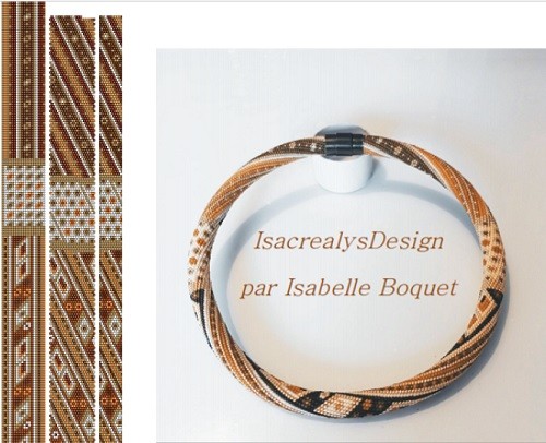 Esquema Collar en espiral con cuentas de semillas Miyuki y aguja de ganchillo de punto apretado 15