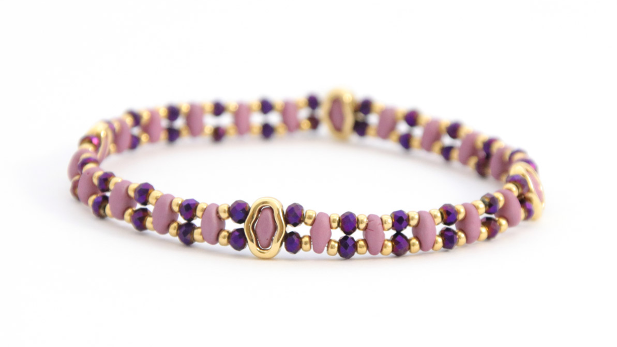 Esquema Pulsera de abalorios elásticos SuperDuo con abalorios de halo