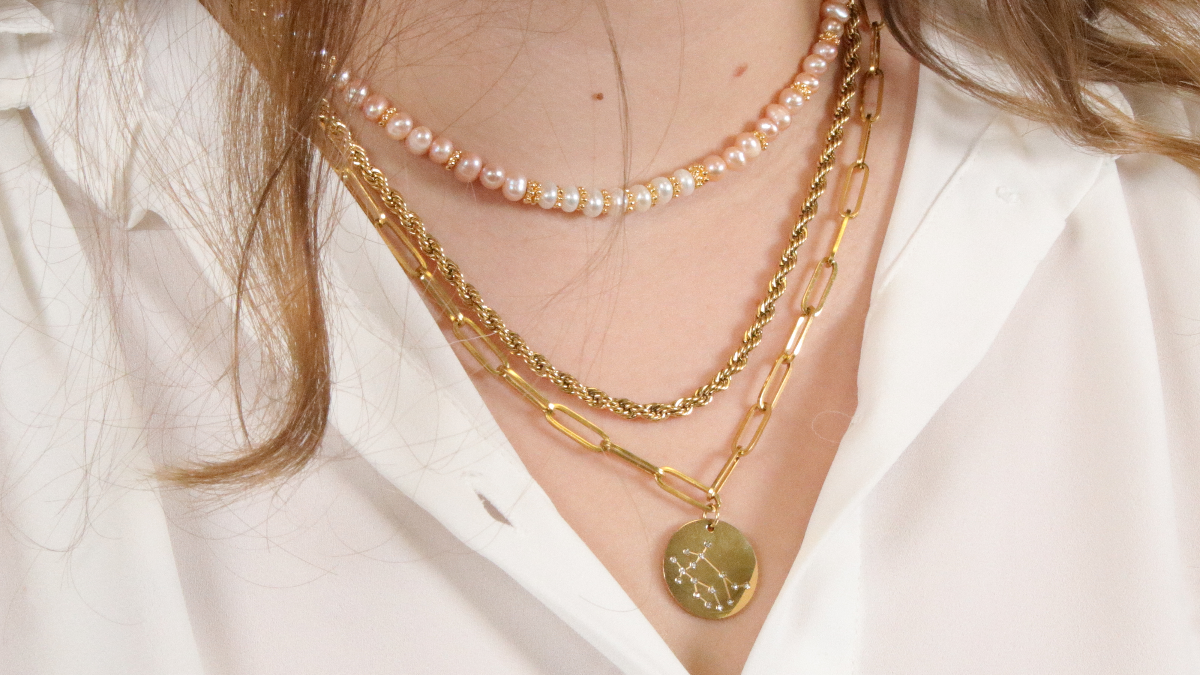 DIY Apilamiento de collares de oro maxi cadenas y de perlas de agua dulce - Perles & Co