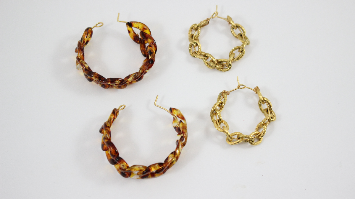 Pendientes criollos de metal y acrílico de punto grande : Paso 6