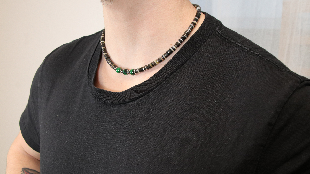 Collar de surfista para hombres heishis y ojo de tigre