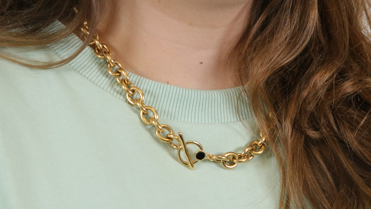 Esquema Collar de grandes eslabones dorados