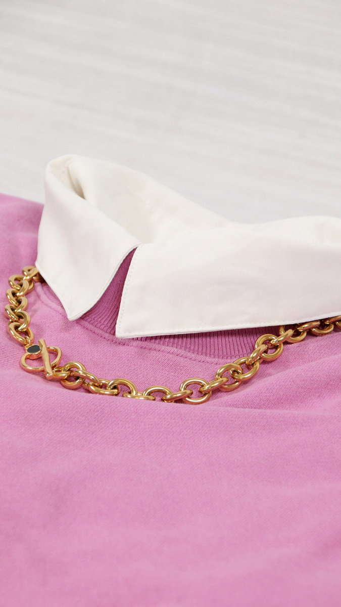 Esquema Collar de grandes eslabones dorados