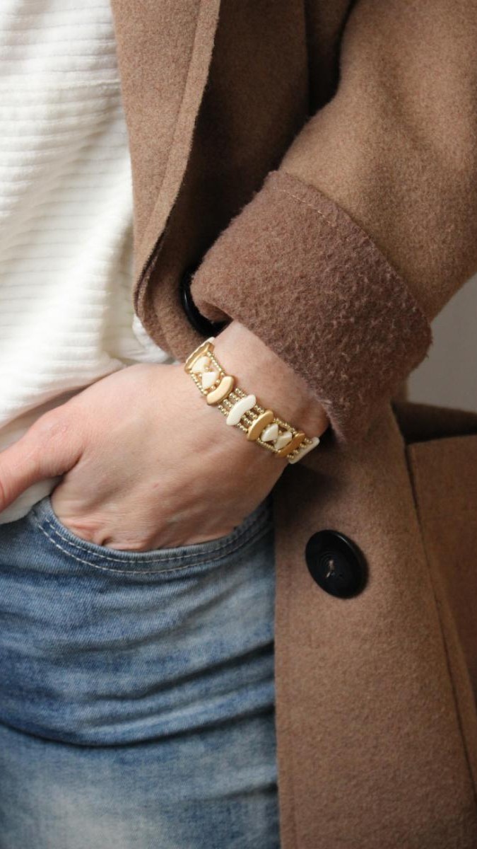 Esquema Pulsera de cuentas de vidrio PieDuo y QuadBow Esquema Pulsera de cuentas de vidrio PieDuo y QuadBow