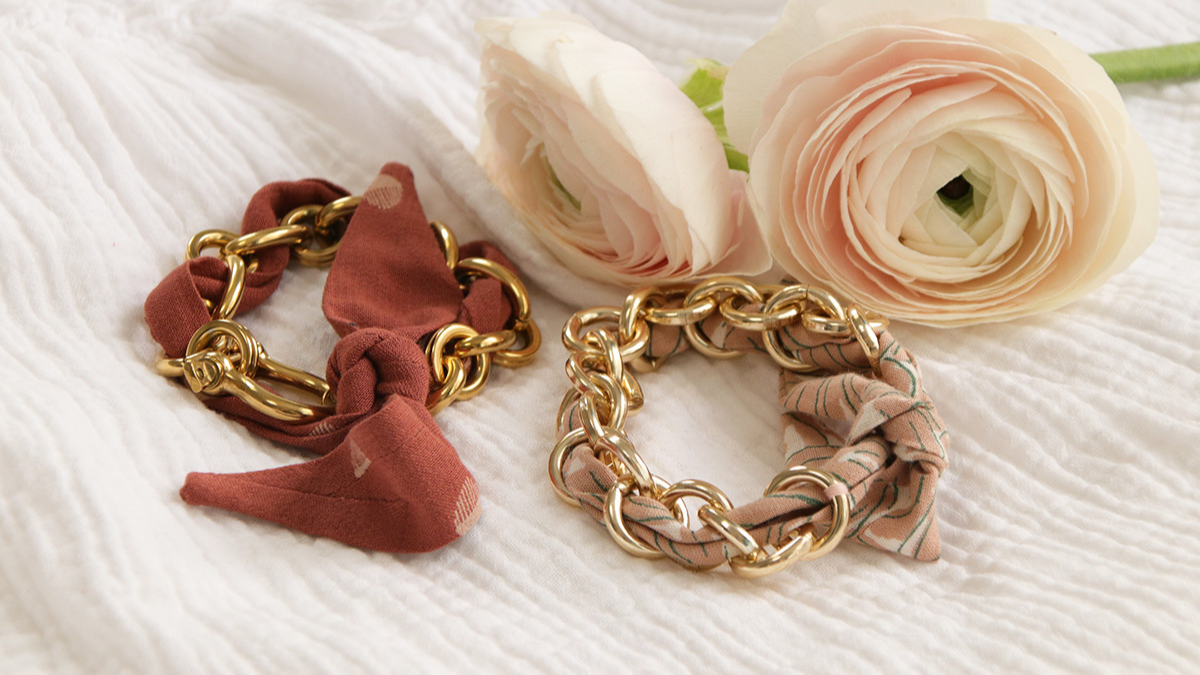 Pulseras DIY cadena de eslabones grandes y telas Atelier Brunette - & Co