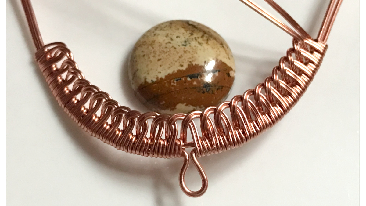 Conjunto de colgante de alambre con cabujón de piedra preciosa y alambre de cobre : Paso 23