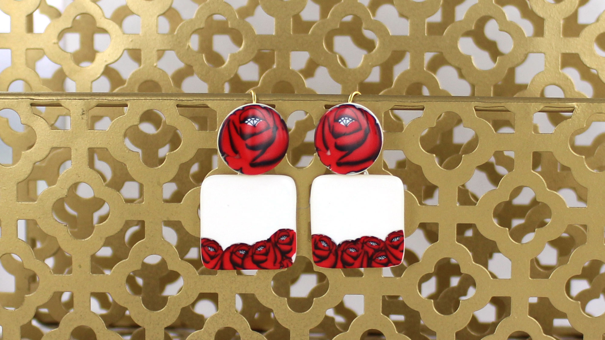 Esquema Pendientes de arcilla polimérica de caña rosa