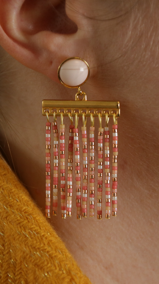 Esquema Pendientes con flecos de cuentas Miyuki Delicas 11/0