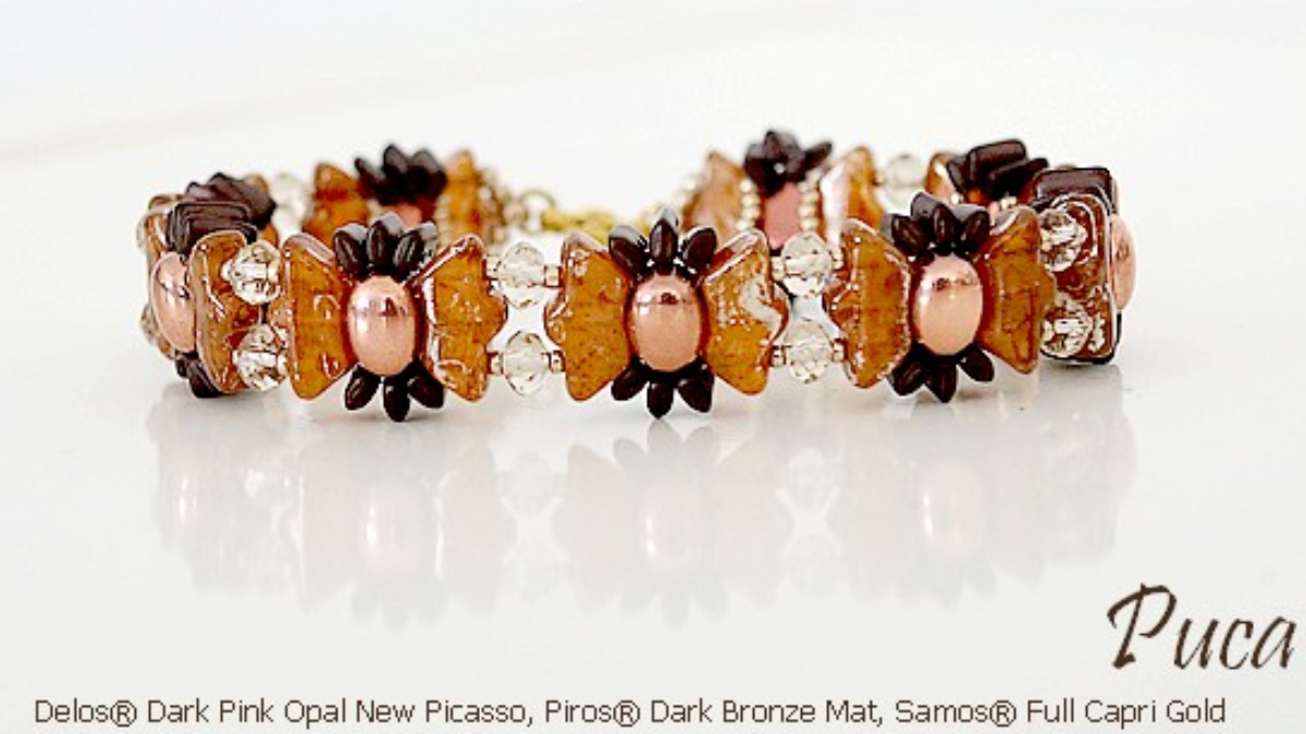 Esquema Pulsera de cuentas de vidrio Dora Delos y Samos de Puca