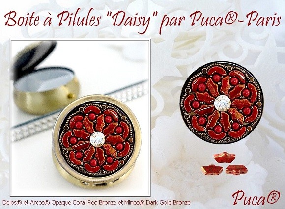 Pastillero de cuentas de cristal margarita Delos, Arcos y Minos de Puca