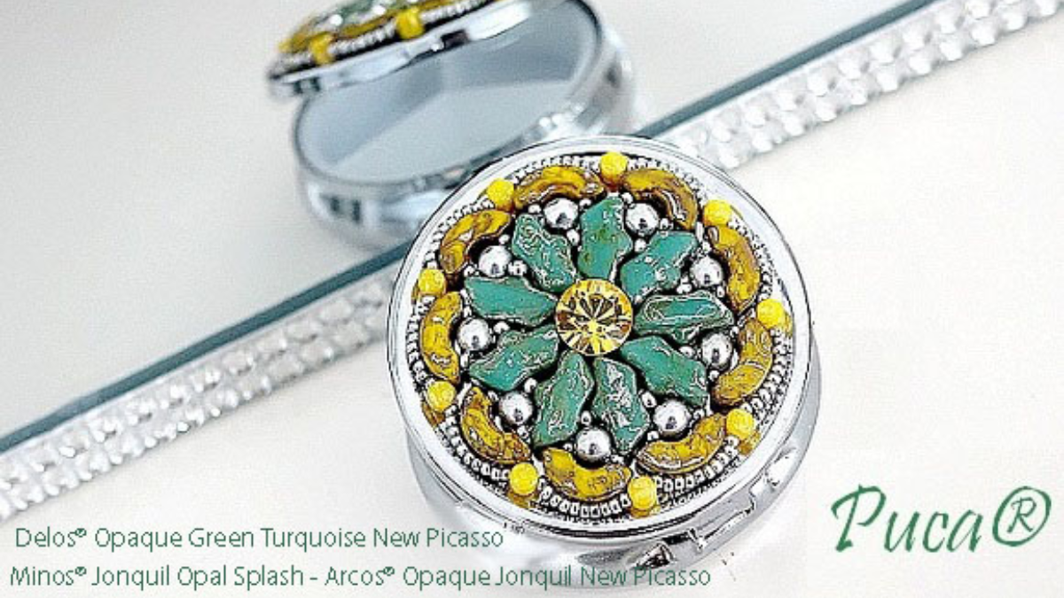 Esquema Pastillero de cuentas de cristal margarita Delos, Arcos y Minos de Puca Esquema Pastillero de cuentas de cristal margarita Delos, Arcos y Minos de Puca