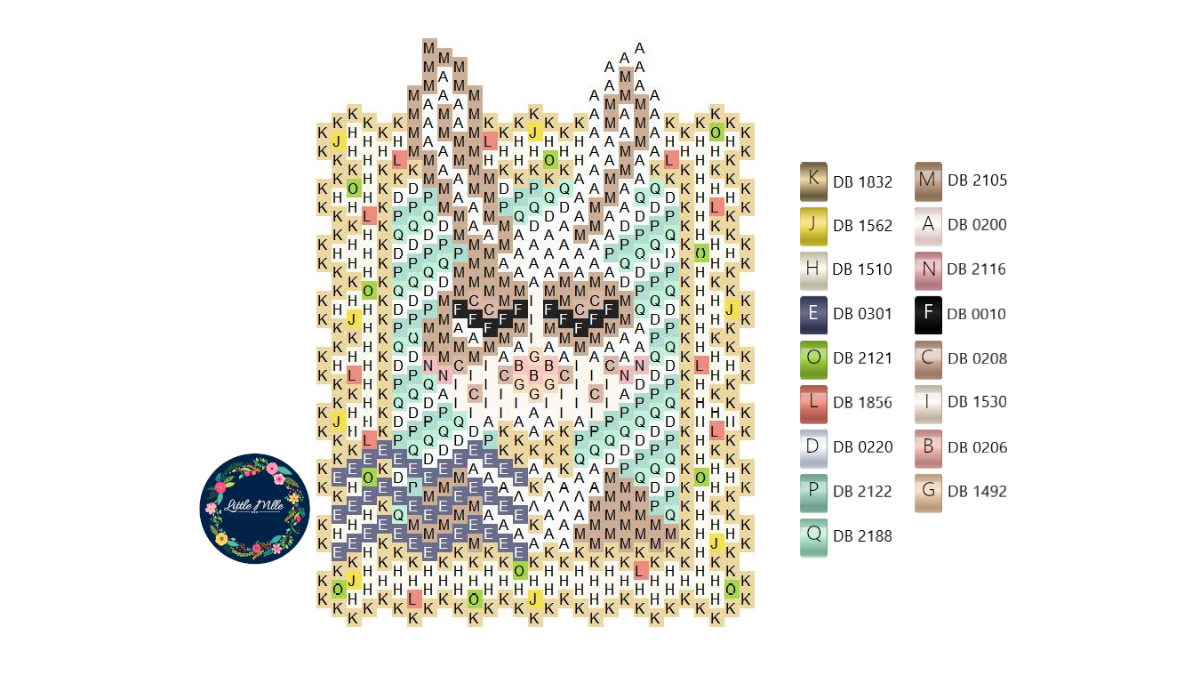 Tejido de punto de ladrillo diseño de sello Lucien conejo en cuentas Miyuki Delicas 11/0 : Paso 1