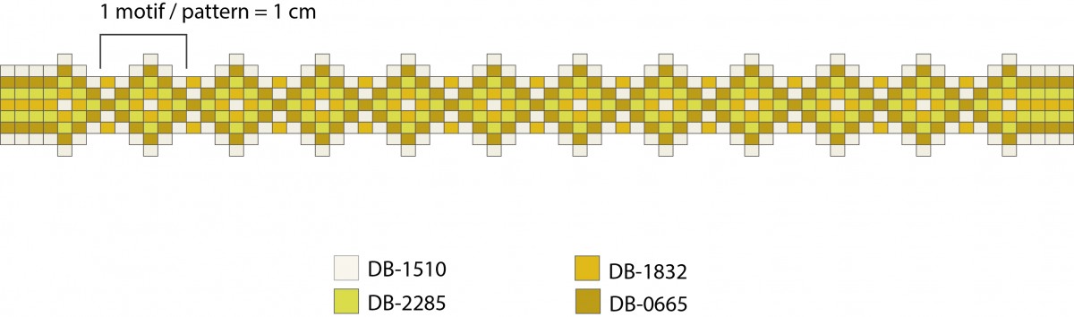 Esquema Pulsera de telar Miyuki con hilo de oro Esquema Pulsera de telar Miyuki con hilo de oro