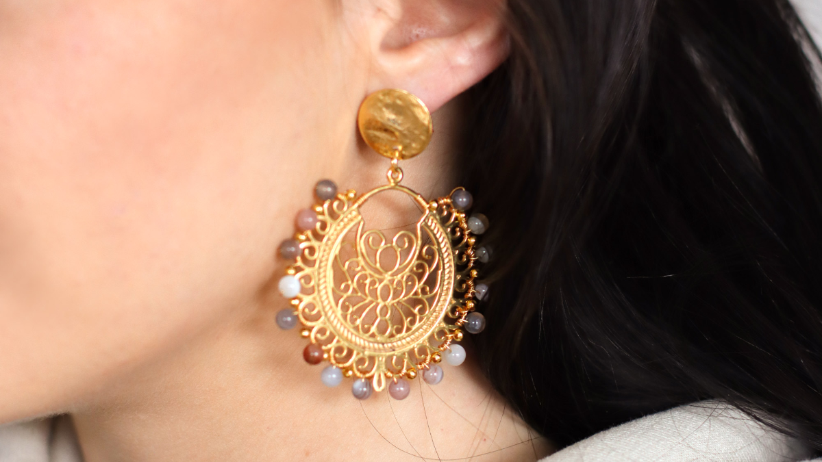 Esquema Tutorial de pendientes Gipsy de oro con ágatas de Botsuana Esquema Tutorial de pendientes Gipsy de oro con ágatas de Botsuana