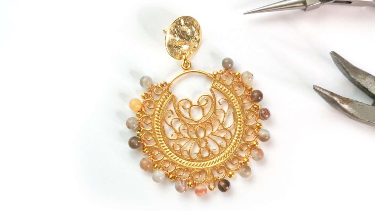 Tutorial de pendientes Gipsy de oro con ágatas de Botsuana : Paso 2 Tutorial de pendientes Gipsy de oro con ágatas de Botsuana : Paso 2