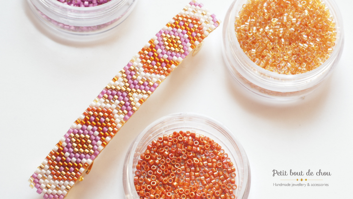 Esquema Pinza de pelo en tejido de peyote Miyuki Esquema Pinza de pelo en tejido de peyote Miyuki