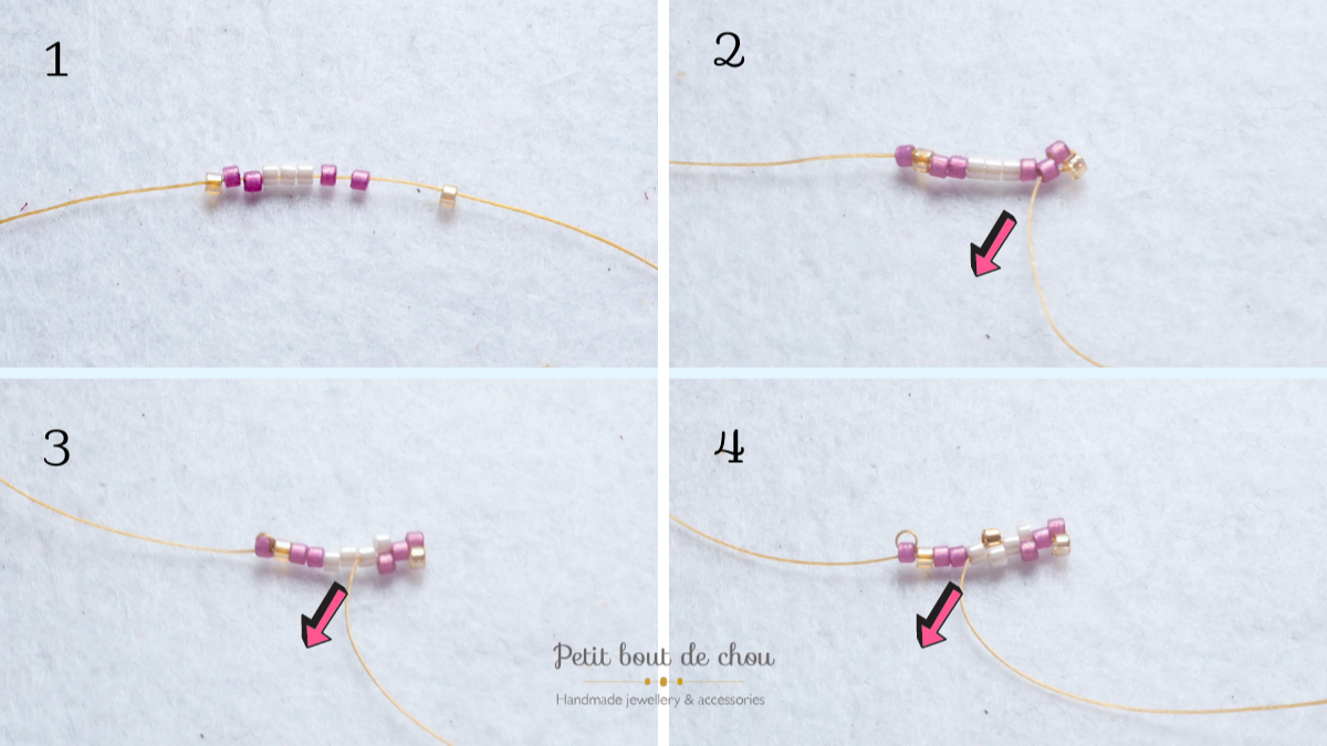 Pinza de pelo en tejido de peyote Miyuki : Paso 2 Pinza de pelo en tejido de peyote Miyuki : Paso 2