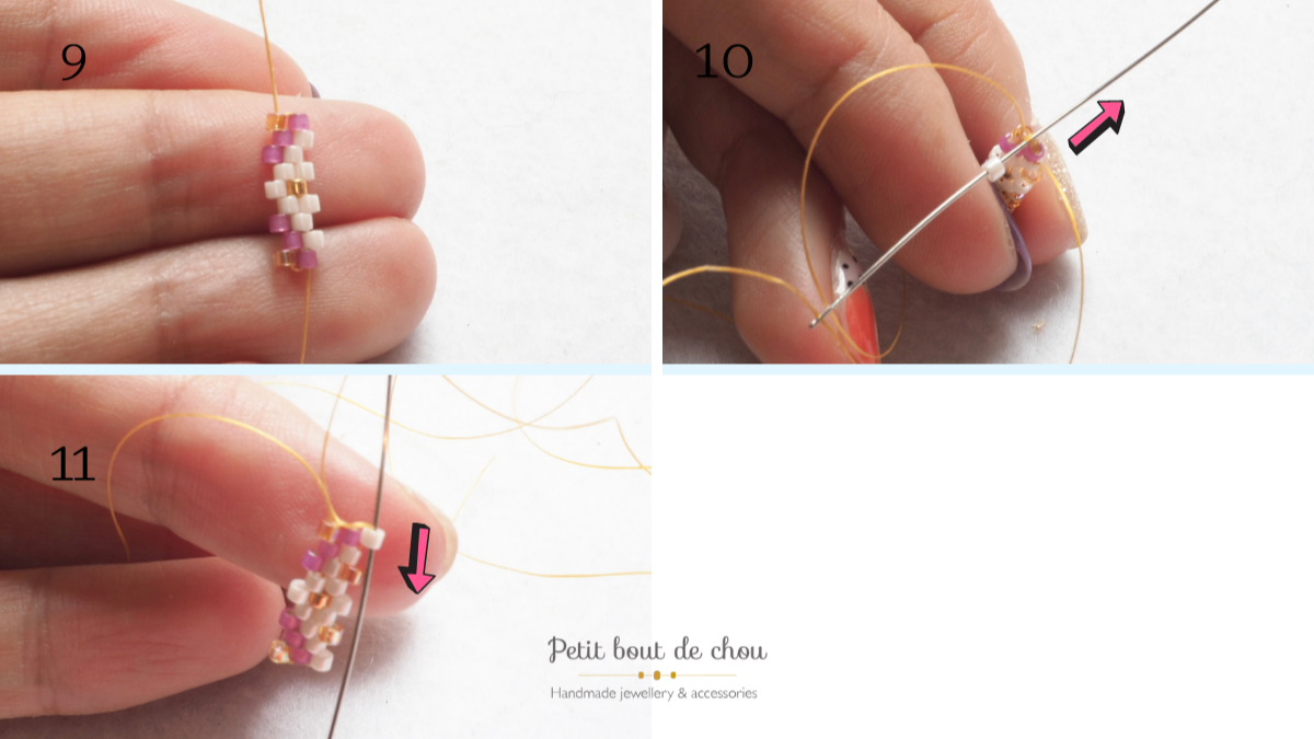 Pinza de pelo en tejido de peyote Miyuki : Paso 4 Pinza de pelo en tejido de peyote Miyuki : Paso 4