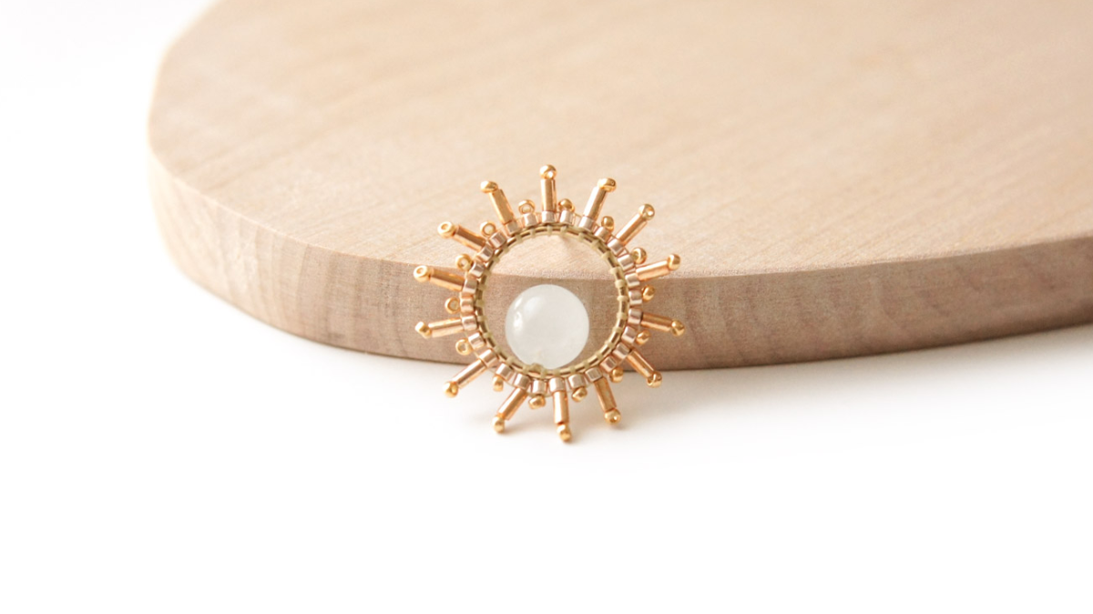 Esquema Pendientes de punto de ladrillo de Miyuki Sun y Moonstone