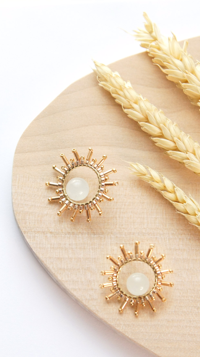 Esquema Pendientes de punto de ladrillo de Miyuki Sun y Moonstone