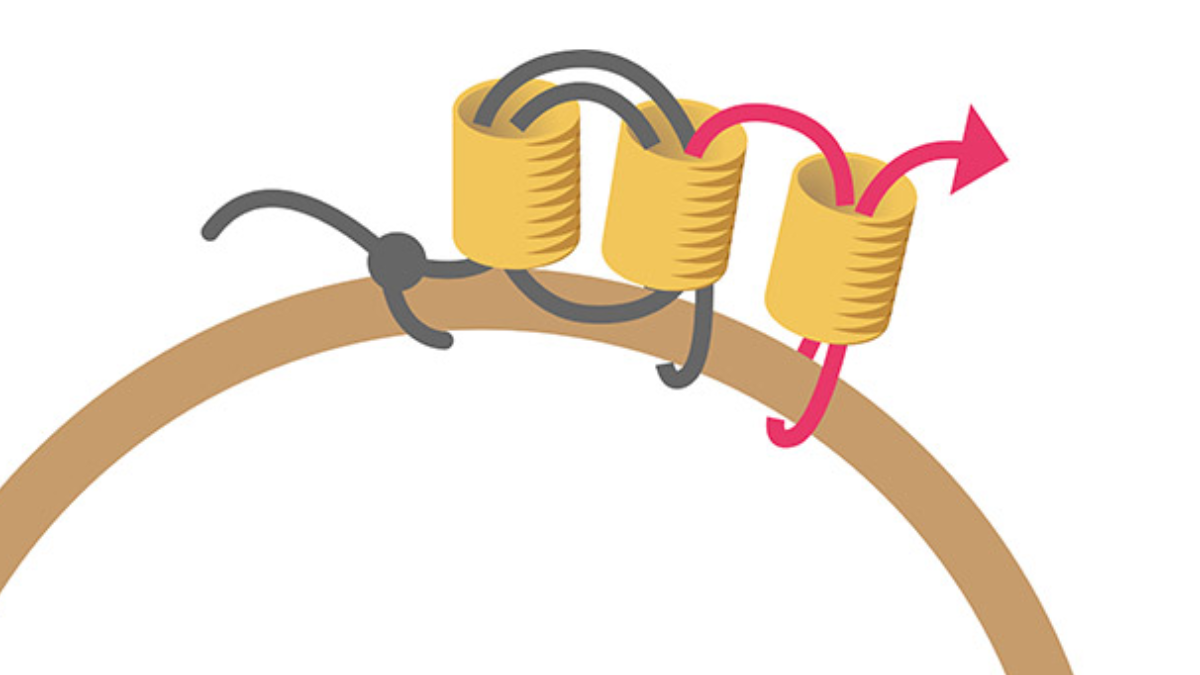 Pendientes de punto de ladrillo de Miyuki Sun y Moonstone : Paso 3