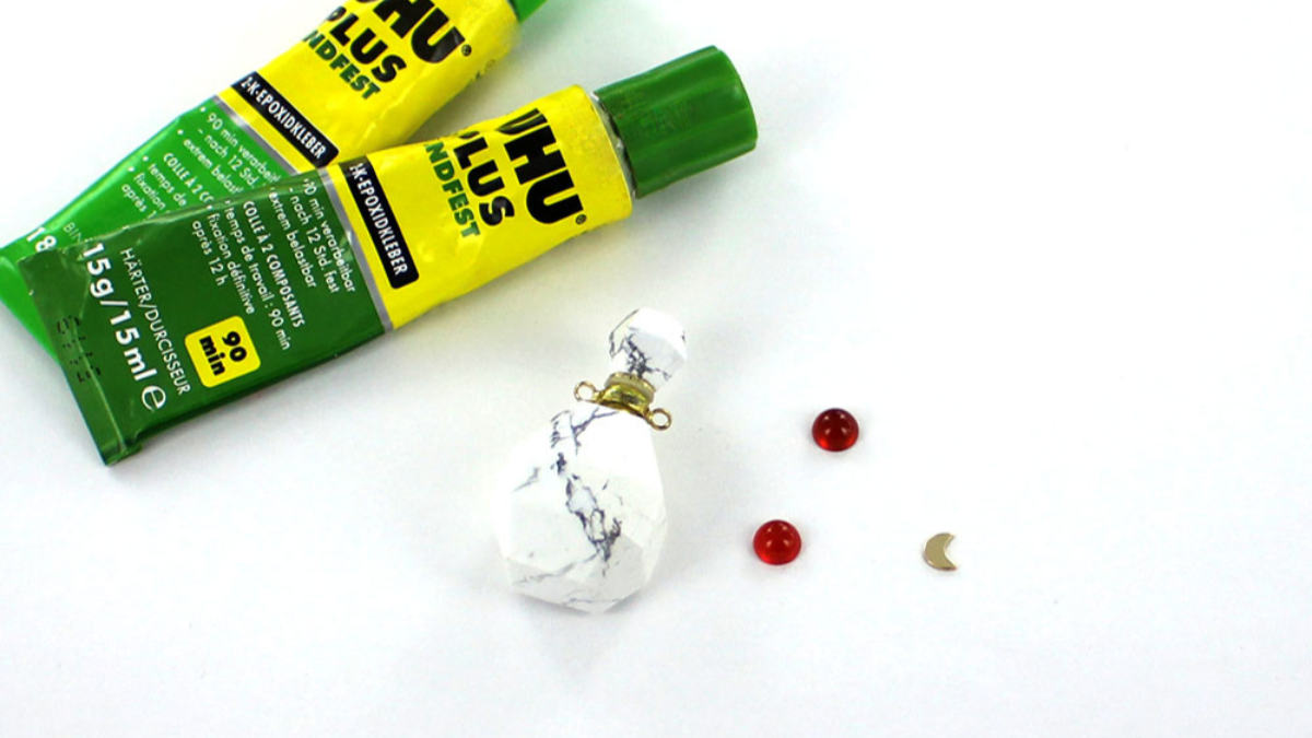 Collar mini frasco de perfume en howlita : Paso 1 Collar mini frasco de perfume en howlita : Paso 1