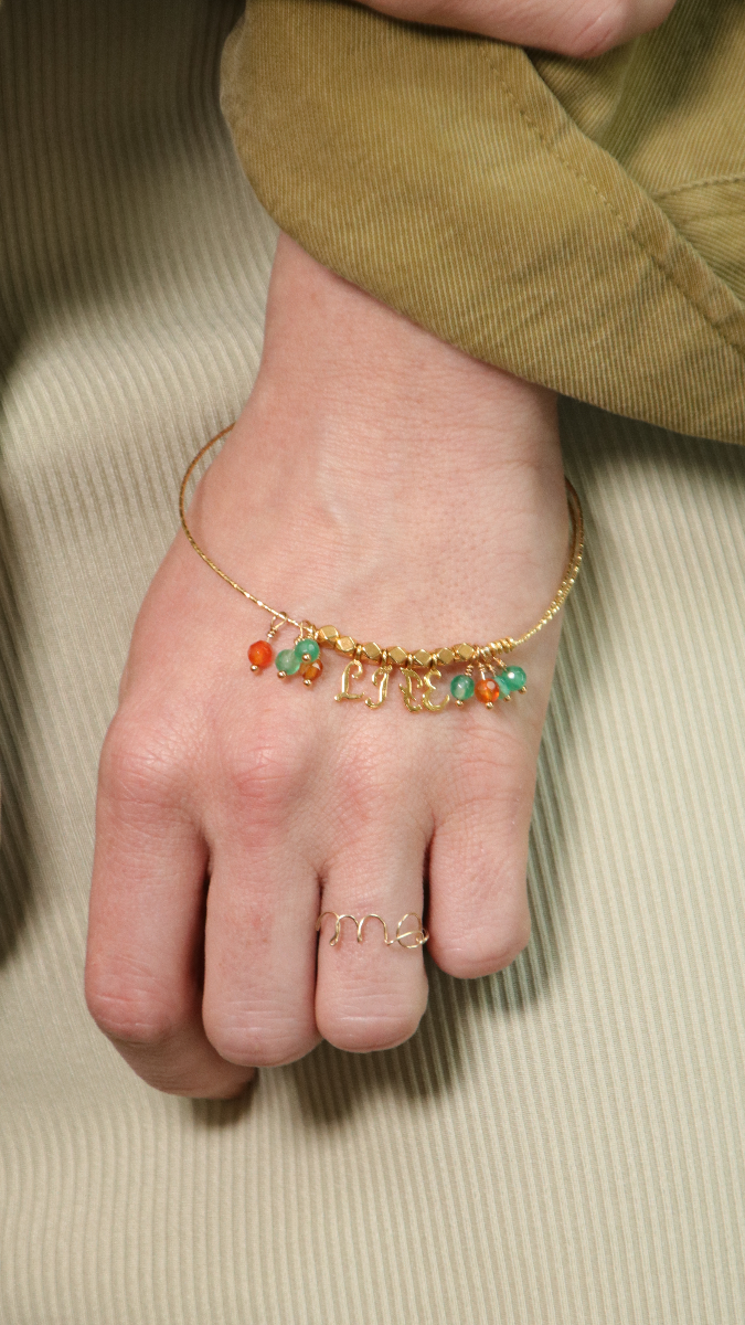 Esquema Pulsera Jonc semainier diamanté dorada con abalorios de oro fino Esquema Pulsera Jonc semainier diamanté dorada con abalorios de oro fino