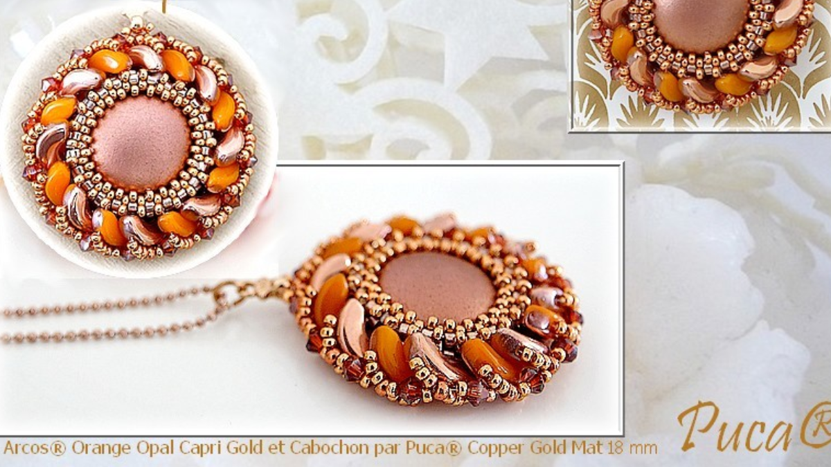 Colgante Sol con cuentas de cristal de Arcos y cabujón de Puca