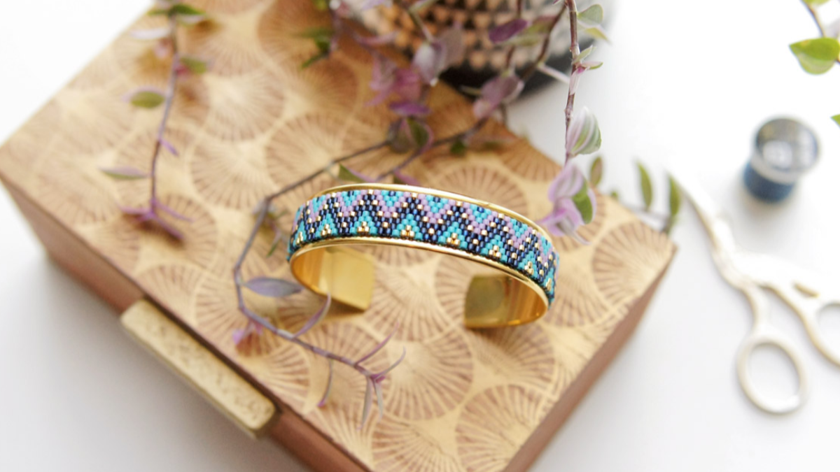 Esquema Pulsera en tejido de perlas Miyuki Técnica de par en peyote