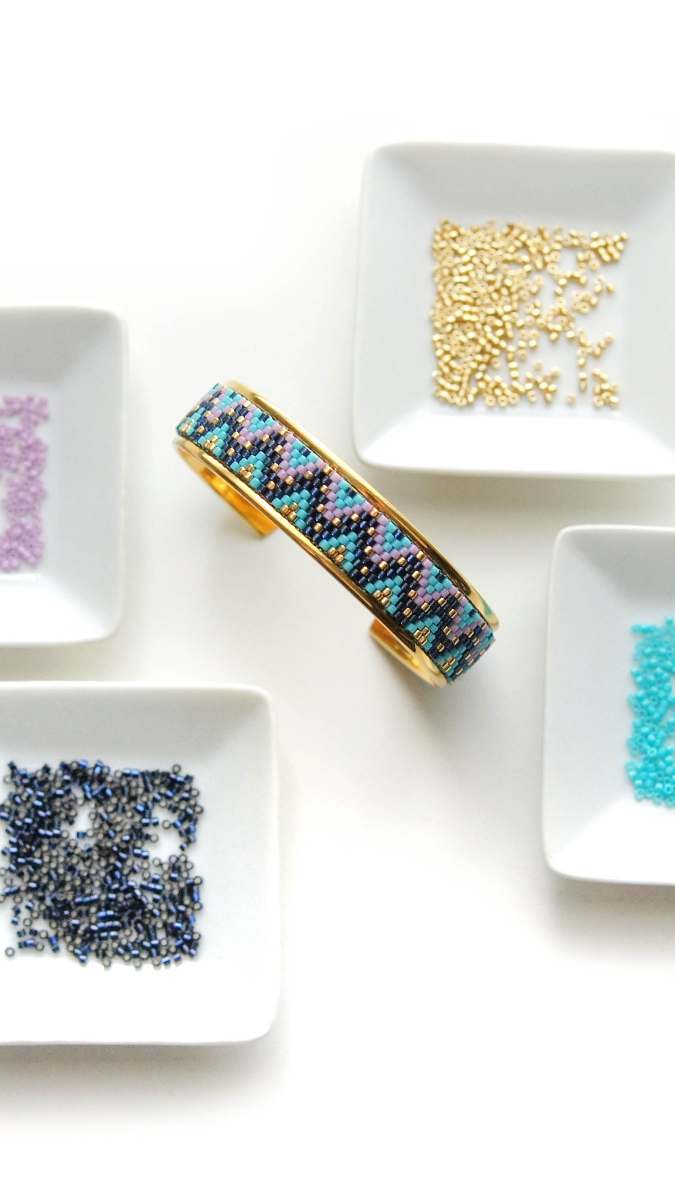 Esquema Pulsera en tejido de perlas Miyuki Técnica de par en peyote