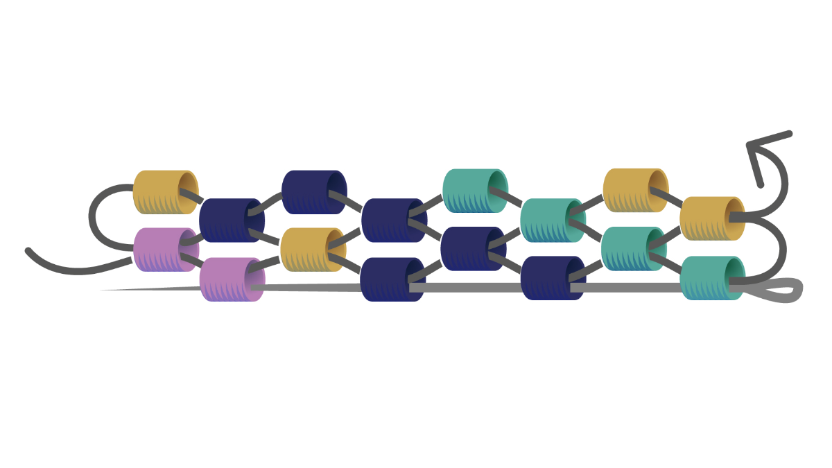 Pulsera en tejido de perlas Miyuki Técnica de par en peyote : Paso 5