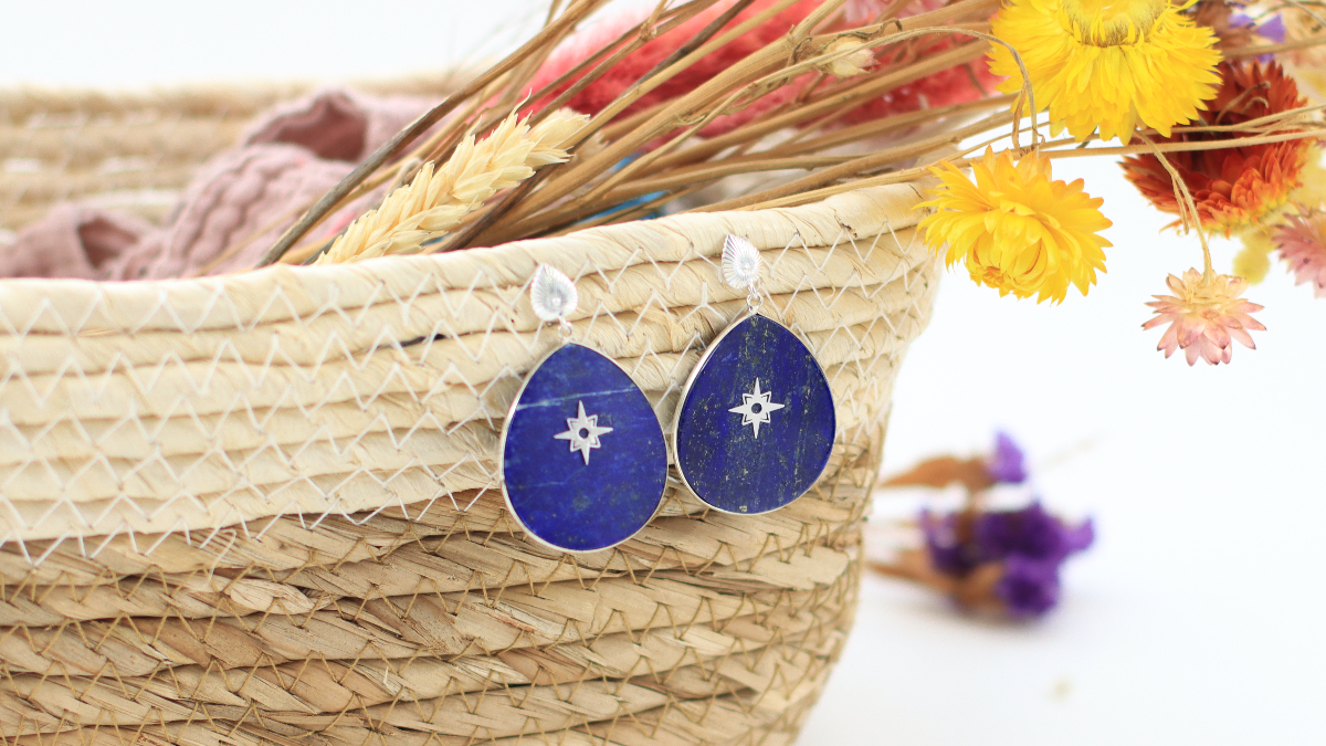 Esquema Pendientes de plata de lapislázuli