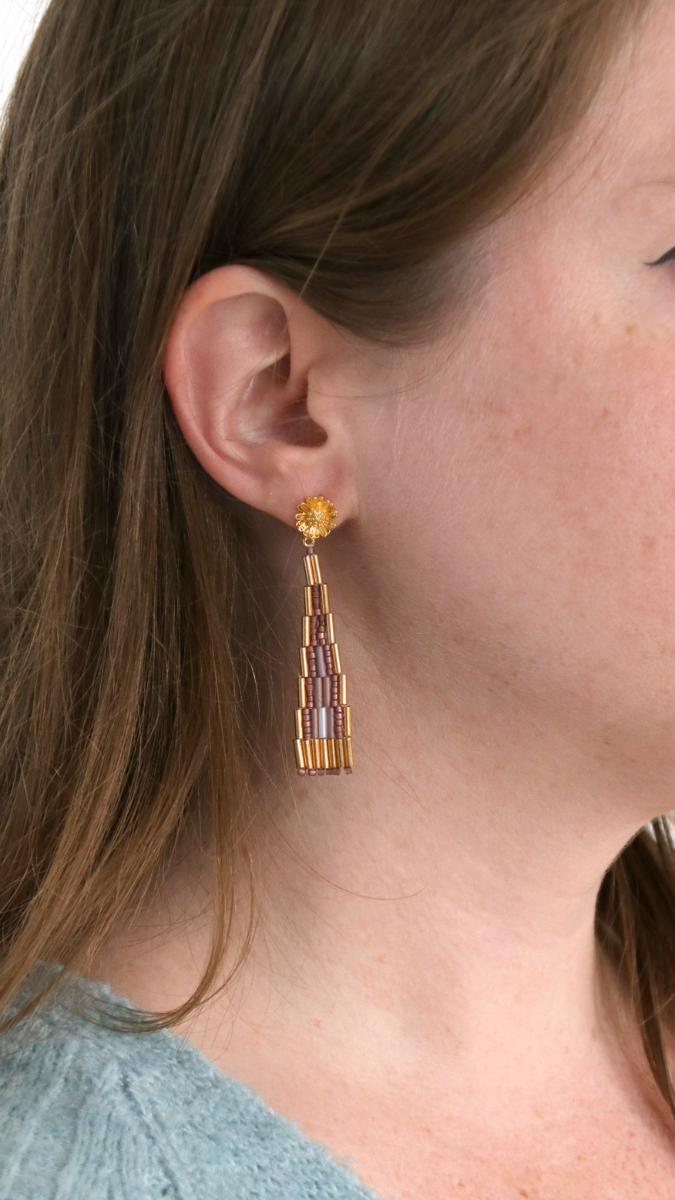 Esquema Pendientes de bugles de punto de ladrillo de Miyuki Esquema Pendientes de bugles de punto de ladrillo de Miyuki