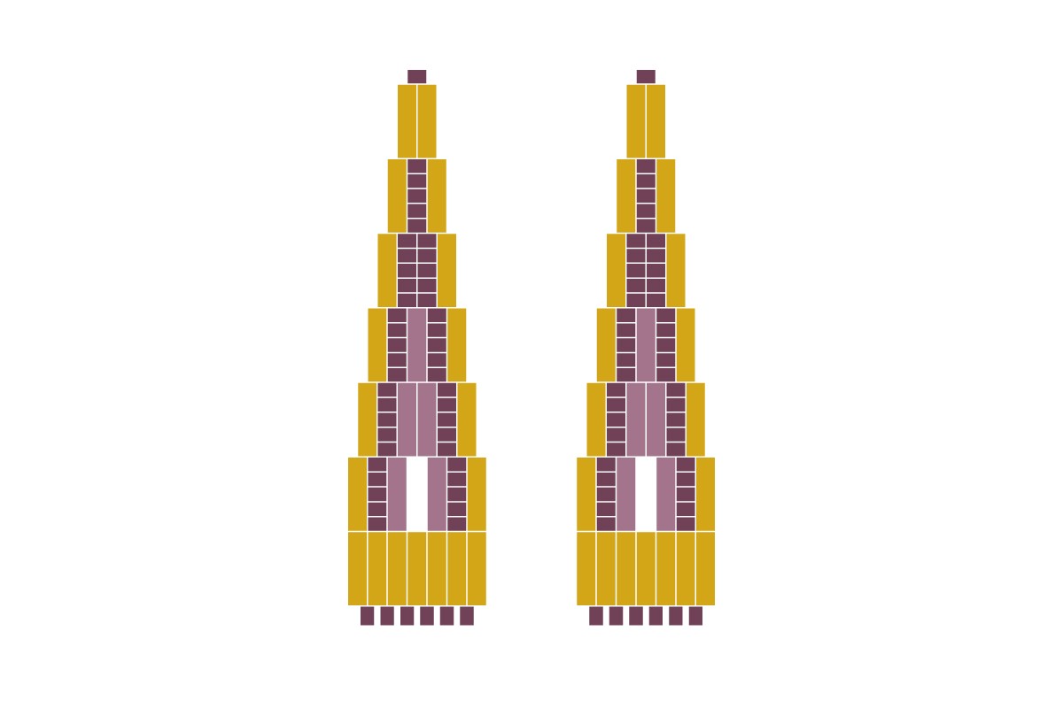 Esquema Pendientes de bugles de punto de ladrillo de Miyuki Esquema Pendientes de bugles de punto de ladrillo de Miyuki
