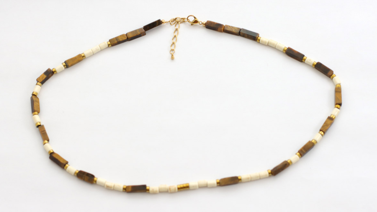 DIY Collar de cuentas de ojo de tigre con amuleto de escarabajo : Paso 2