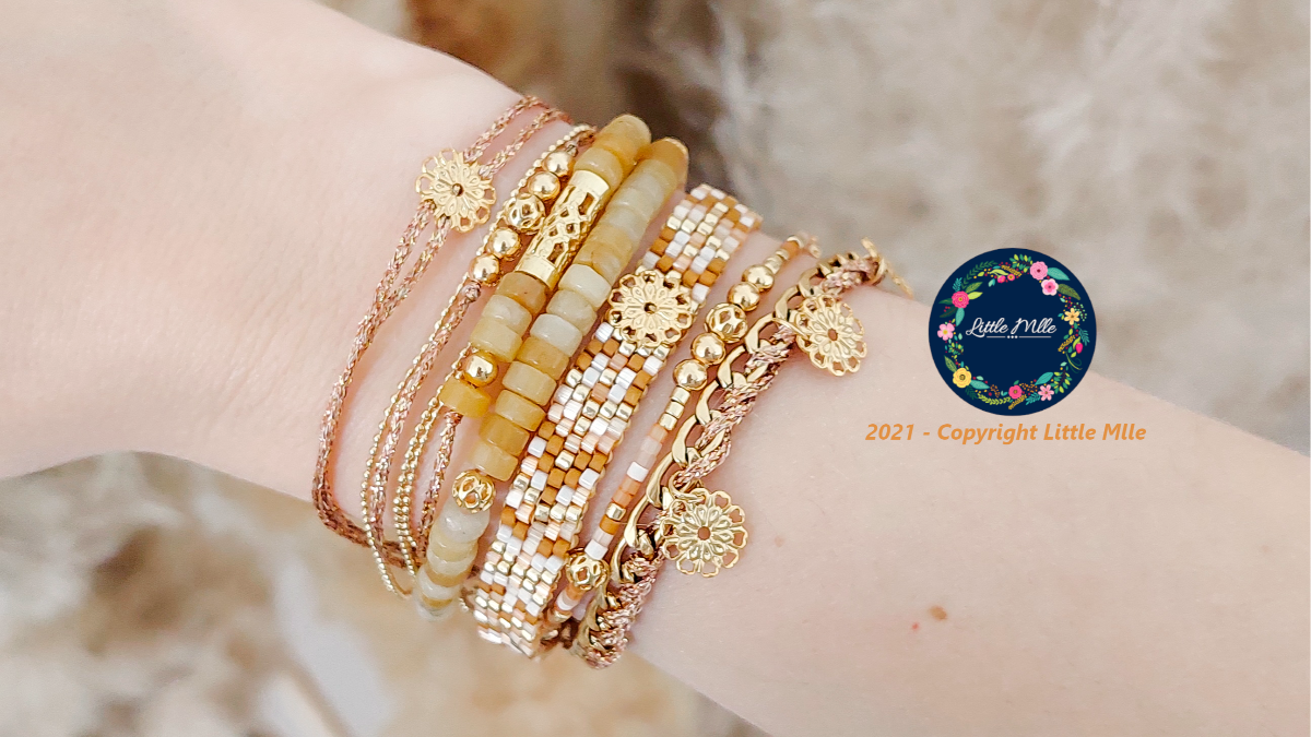 DE ÁGATA DE COLOR TOPACIO Y CUENTAS DE MIYUKIS CON EFECTO DE APILAMIENTO Y CIERRE DE HIILOS - Perles &