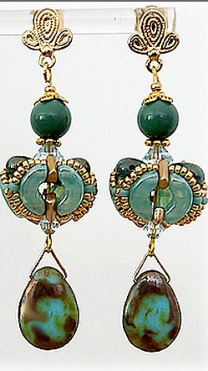 Esquema Arcos Samos y cuentas de vidrio Piros Pendientes Misaki de Puca