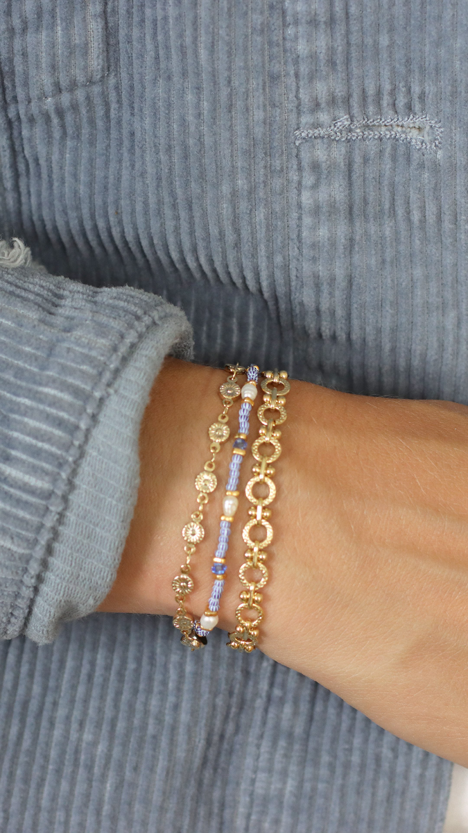 Esquema Collar Tuto Multirangs con cuentas de semillas a rayas azules y cadenas de fantasía Esquema Collar Tuto Multirangs con cuentas de semillas a rayas azules y cadenas de fantasía