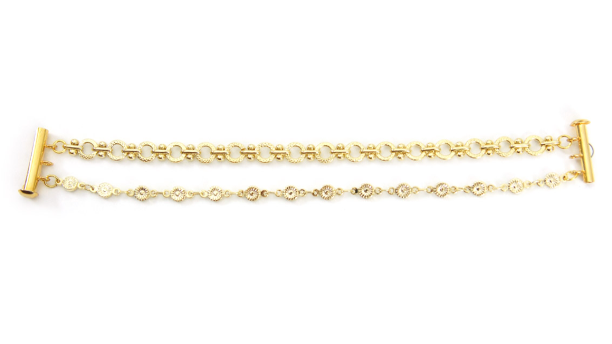 Collar Tuto Multirangs con cuentas de semillas a rayas azules y cadenas de fantasía : Paso 8 Collar Tuto Multirangs con cuentas de semillas a rayas azules y cadenas de fantasía : Paso 8