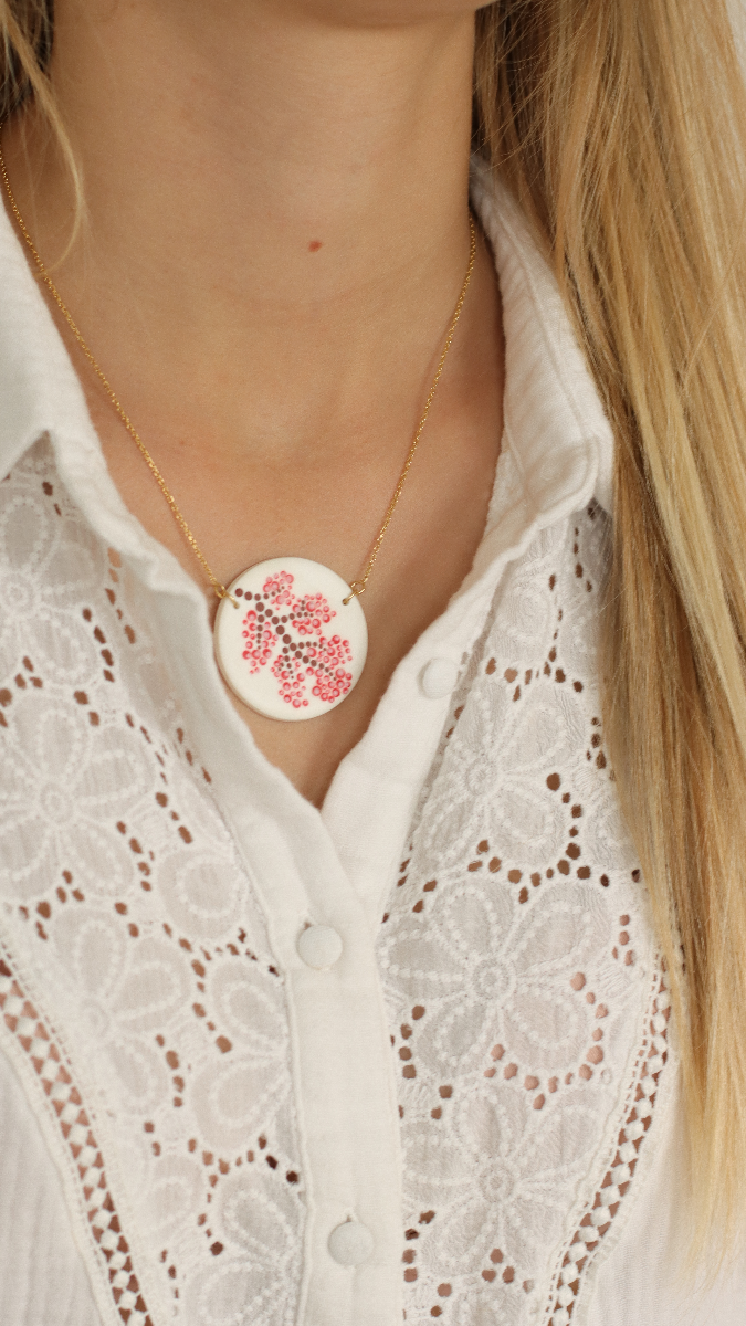 Esquema DIY Colgante de arcilla polimérica y diseño de flores técnica de punteado Esquema DIY Colgante de arcilla polimérica y diseño de flores técnica de punteado