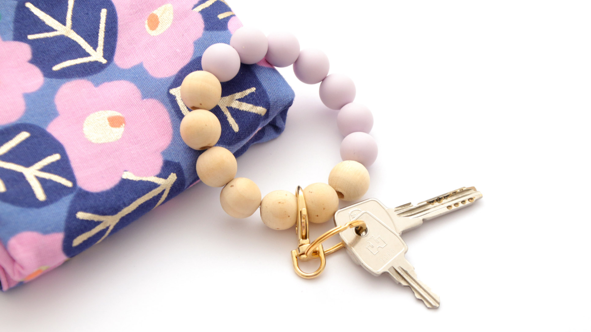 Esquema DIY Pulsera llavero elástica con cuentas de silicona XXL