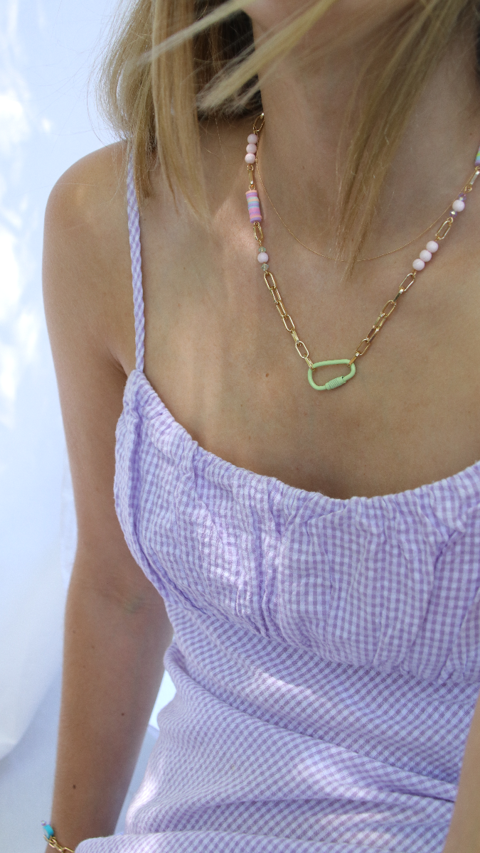 Esquema Pulsera y collar kawaii con cierres de langosta en color pastel