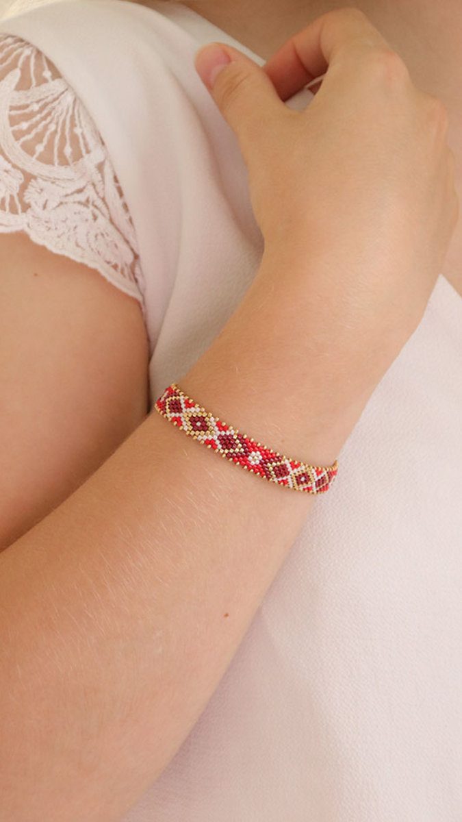 Esquema Pulsera de Miyuki en Peyote impar invertido con un inicio rápido de Peyote