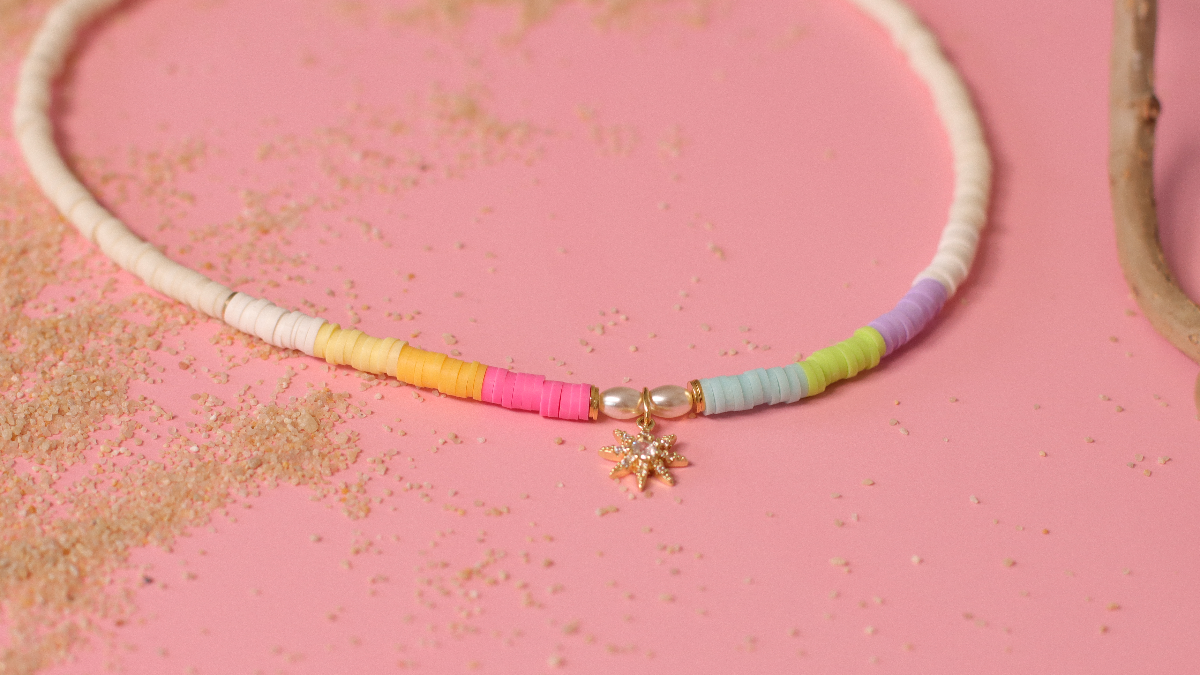 Collar de estilo surfista Heishi con colgante de circonio multicolor! : Paso 2 Collar de estilo surfista Heishi con colgante de circonio multicolor! : Paso 2