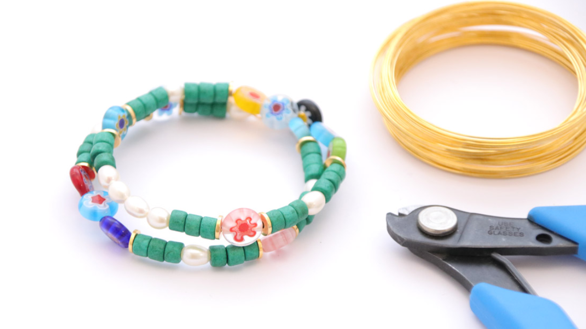 Pulsera multigiro de cuentas Millefiori y heishi de cerámica : Paso 1 Pulsera multigiro de cuentas Millefiori y heishi de cerámica : Paso 1
