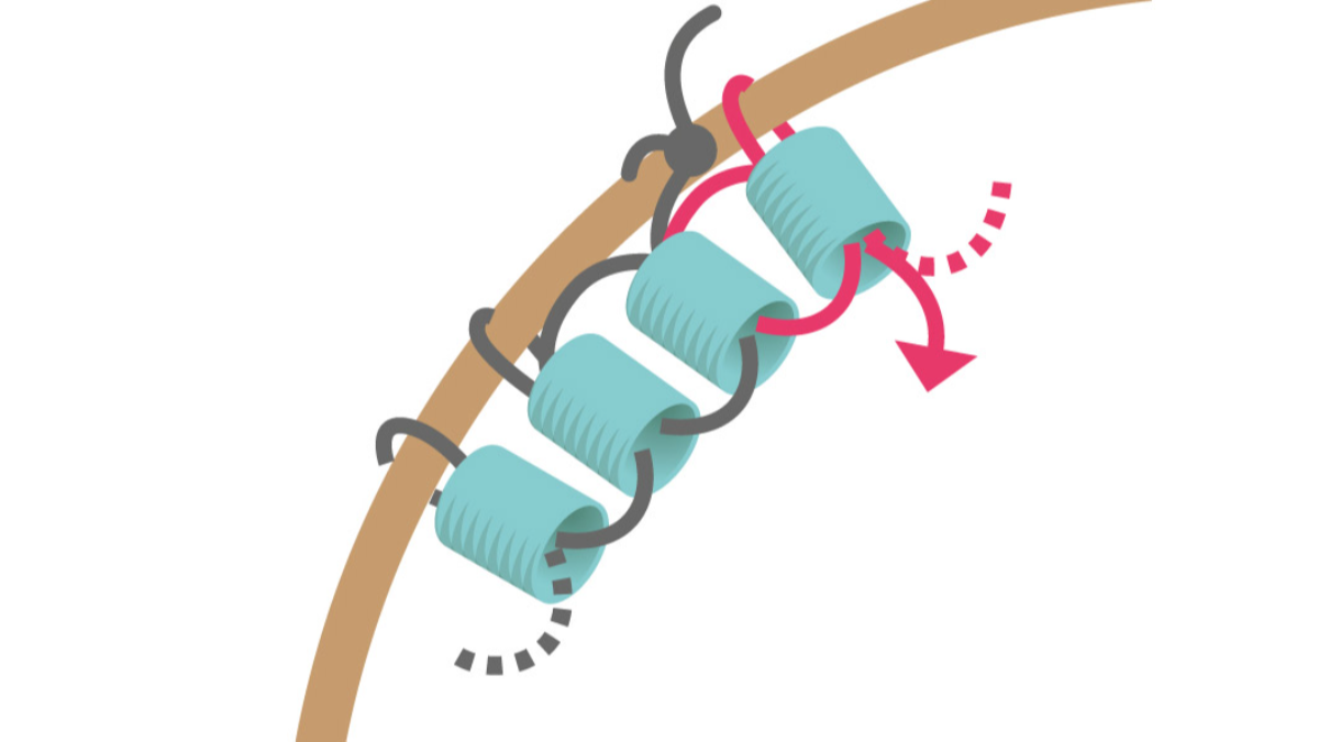 Pendientes de cuentas redondas de turquesa Brick Stitch : Paso 5